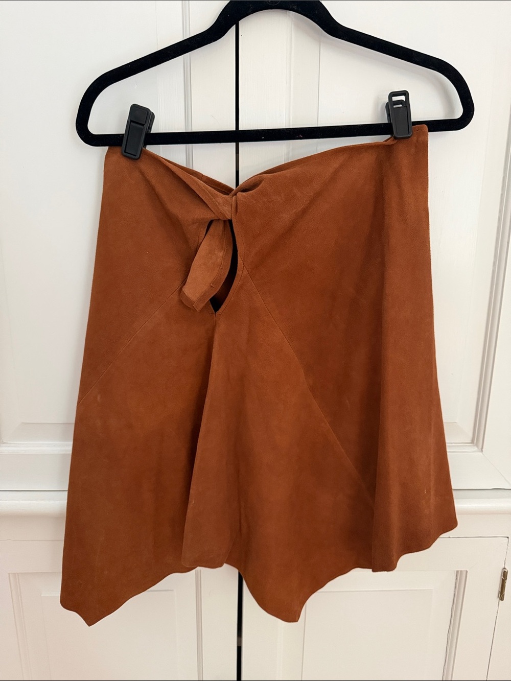 Vintage Ralph Lauren Rust Suede A-Line Skirt with Front Tie